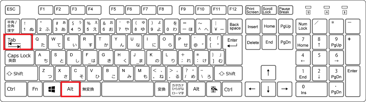 ショートカットキー一覧