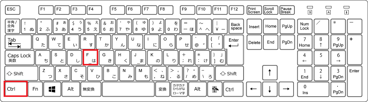 ショートカットキー一覧