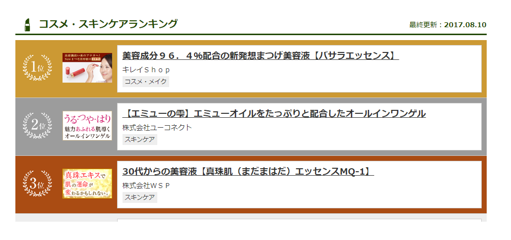 A8ネットの人気プログラムランキング