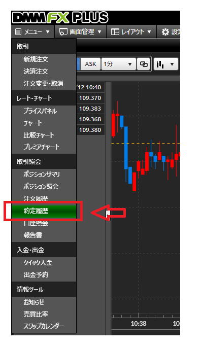 DMM-FXの約定履歴1