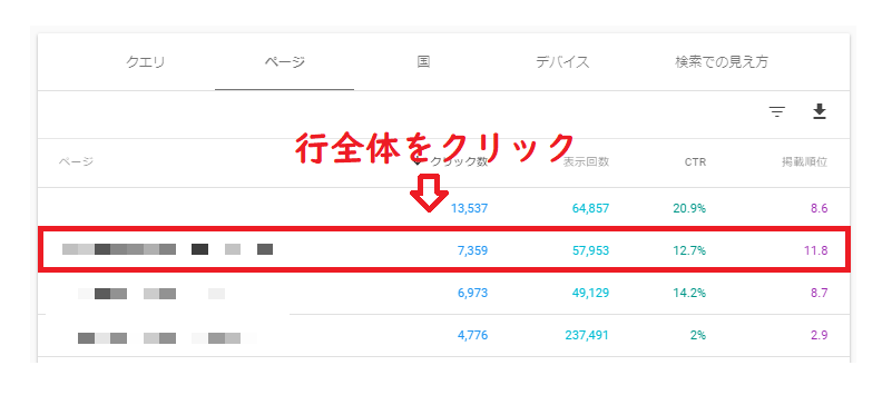 サーチコンソールを使って記事(ページ)別に検索クエリを表示させる方法